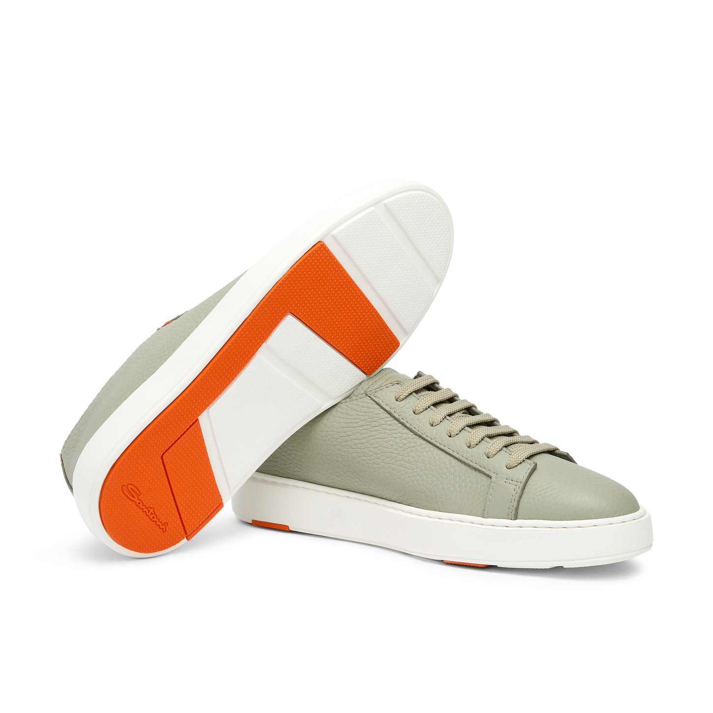 Men's green tumbled leather sneaker - 4
