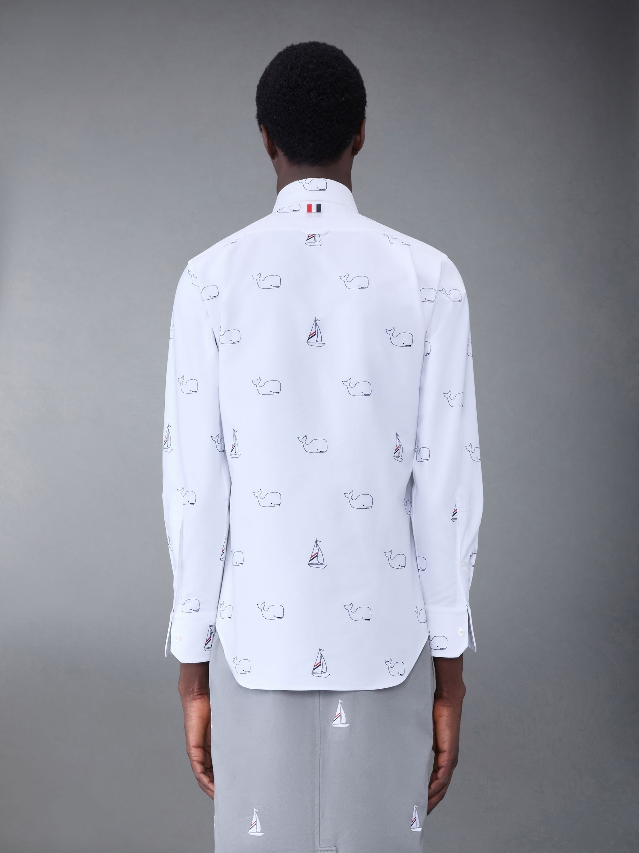 Oxford Whale and Ship Embroidered Shirt - 3