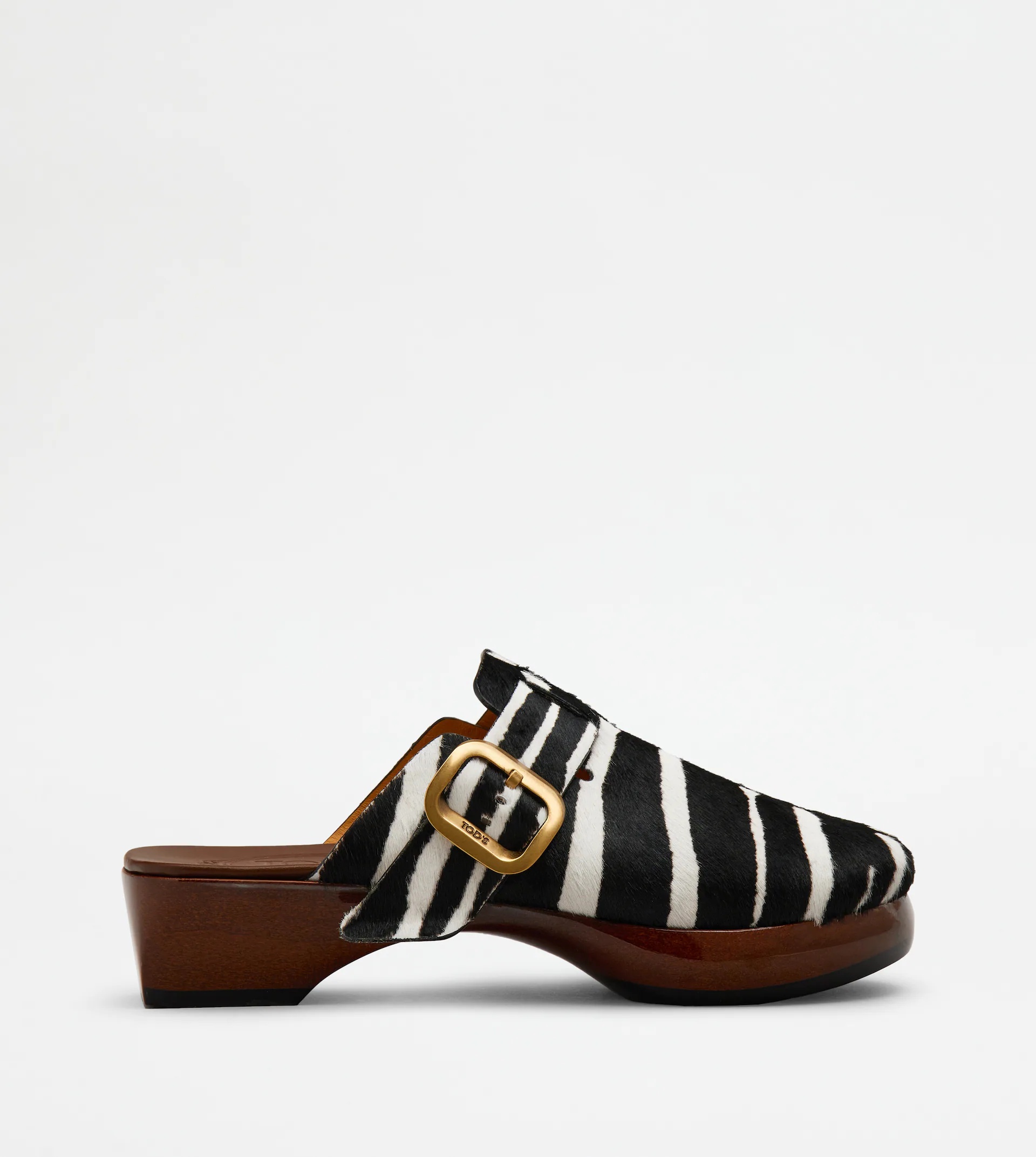 SABOTS IN PONYSKIN-EFFECT LEATHER - BLACK, WHITE - 1