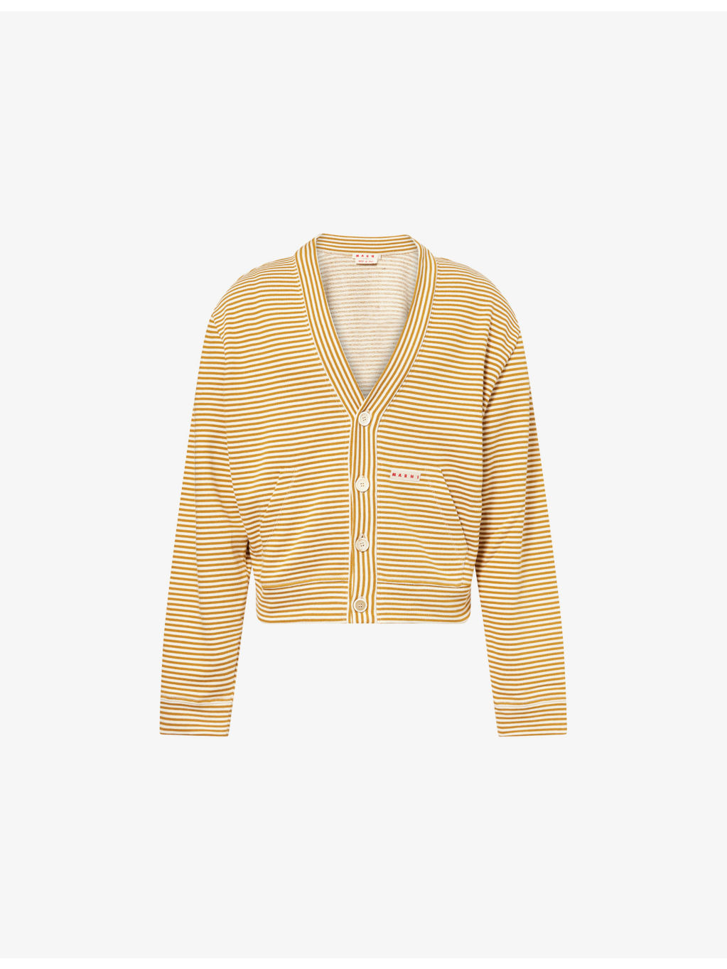 Striped V-Neck Cotton Cardigan - 1