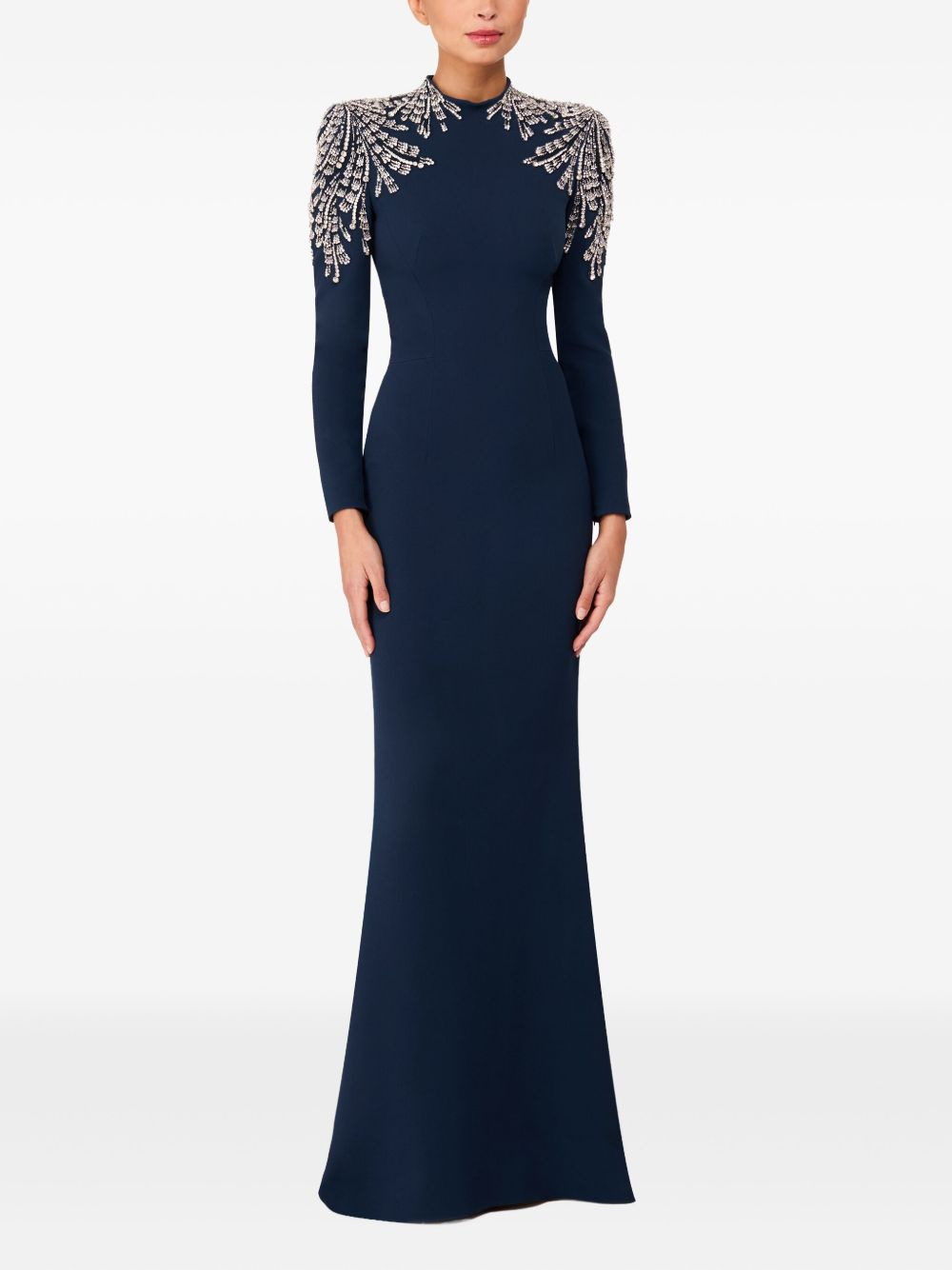 embellished-shoulders mock-neck maxi dress - 2