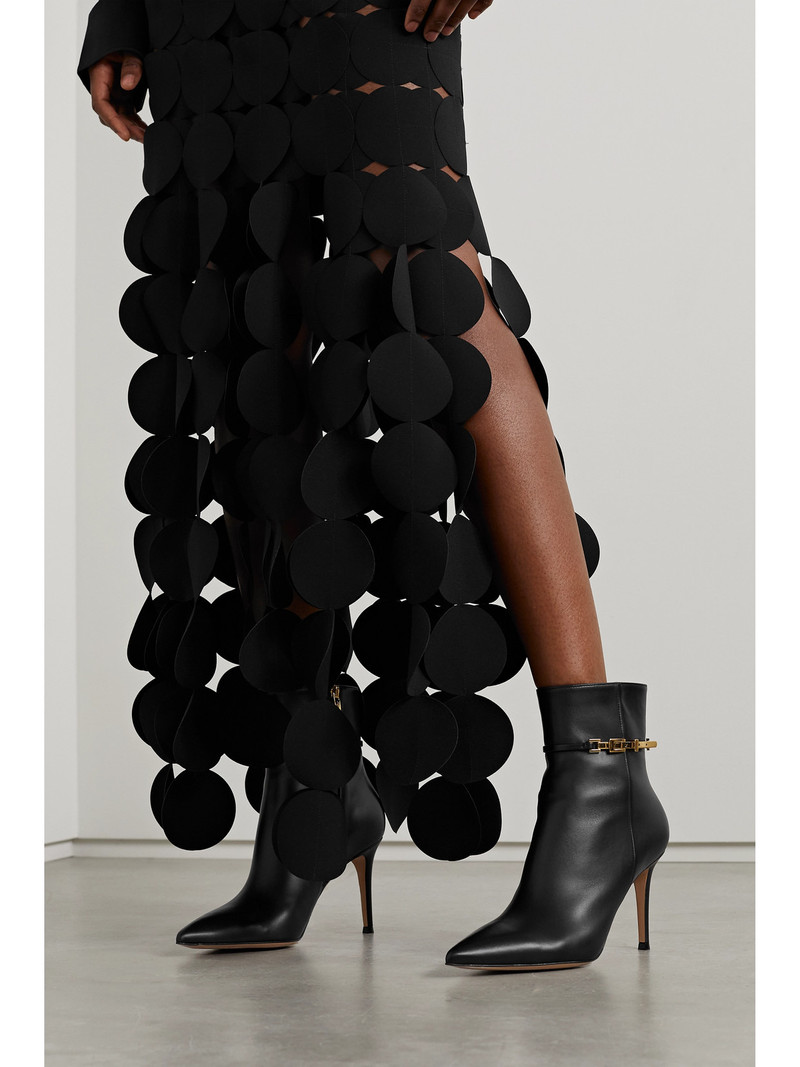 Gianvito Rossi Vitello Glove 85 Embellished Leather Ankle Boots outlook