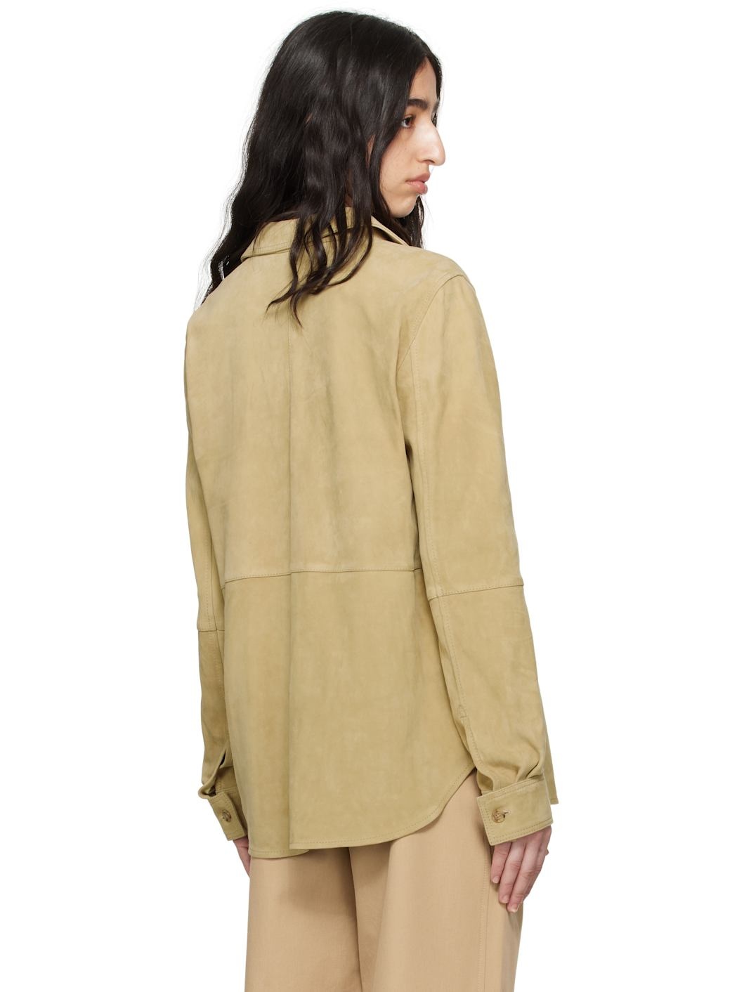 Beige Soft Suede Overshirt - 3