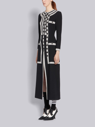 Thom Browne Black Wool Seersucker Trompe L'oeil Cardigan Dress outlook