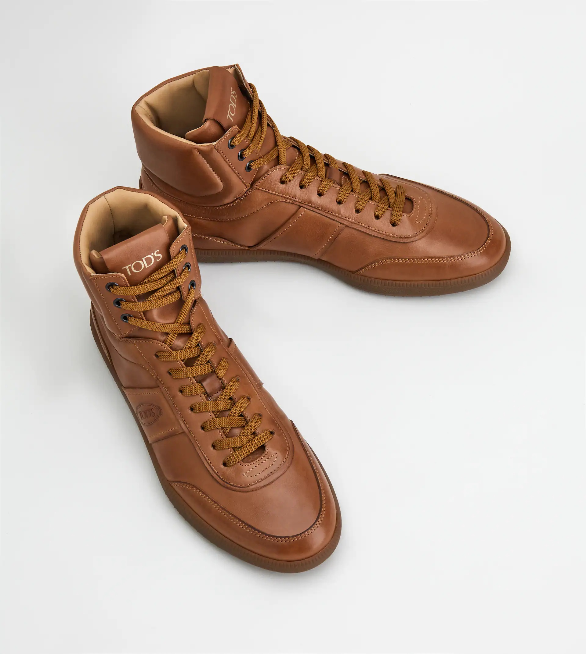 TOD'S TABS SNEAKERS HIGH-TOP IN LEATHER - BROWN - 3