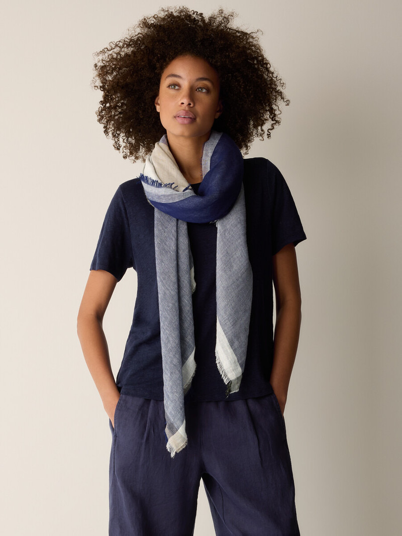 Organic Linen Cotton Check Scarf 3