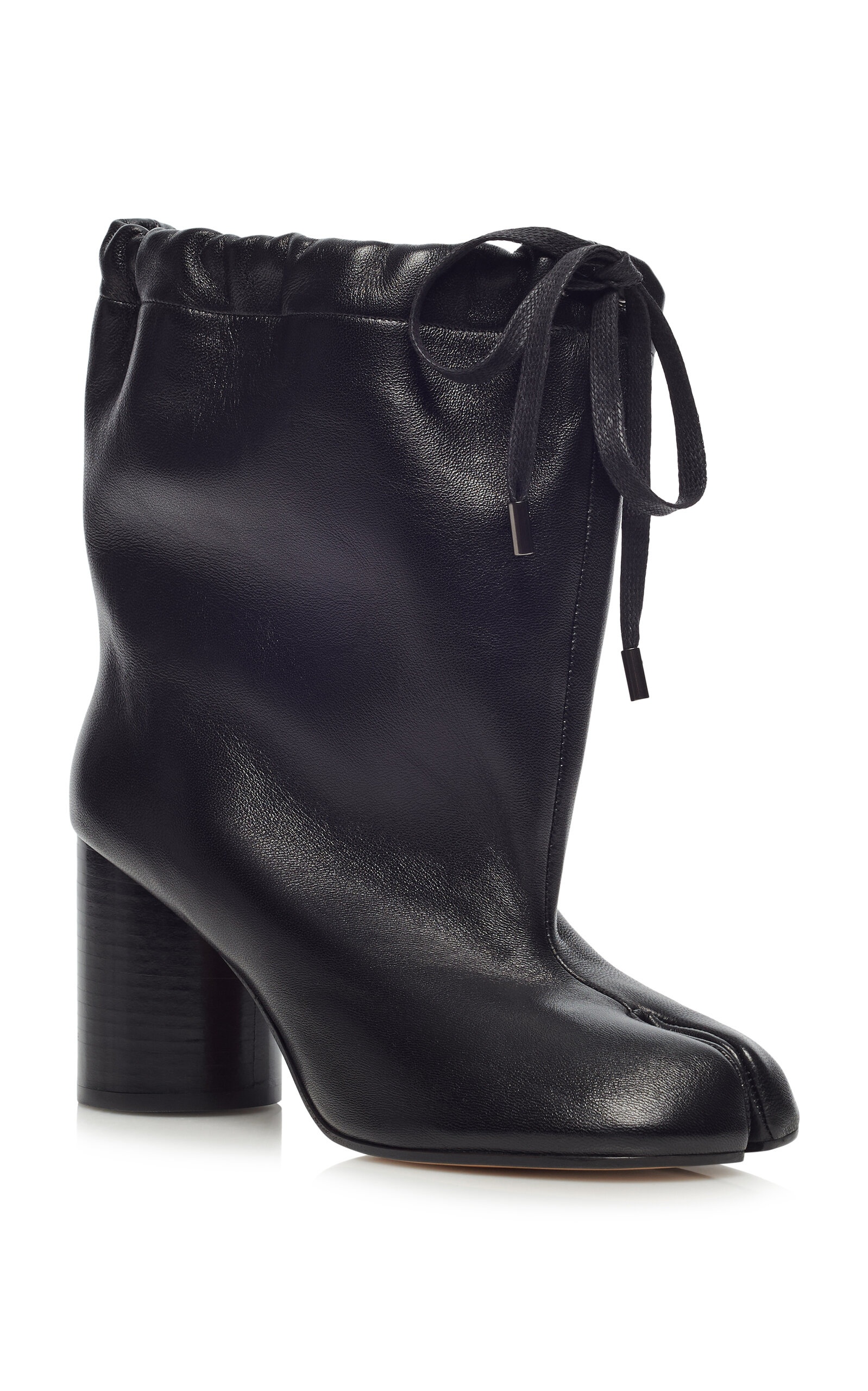 Tabi Drawstring Leather Ankle Boots black - 4