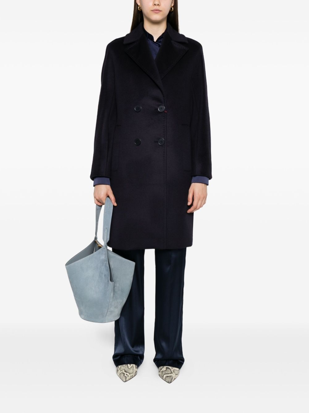 double-breasted wool coat - 2