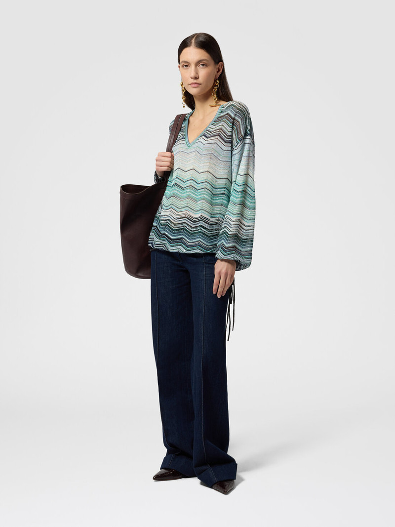 Missoni Chevron Lamé Viscose Blouse with Sequins outlook