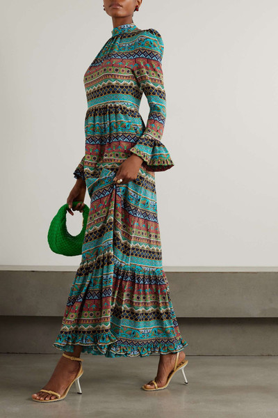 La DoubleJ Visconti tiered ruffled printed silk-crepe maxi dress outlook