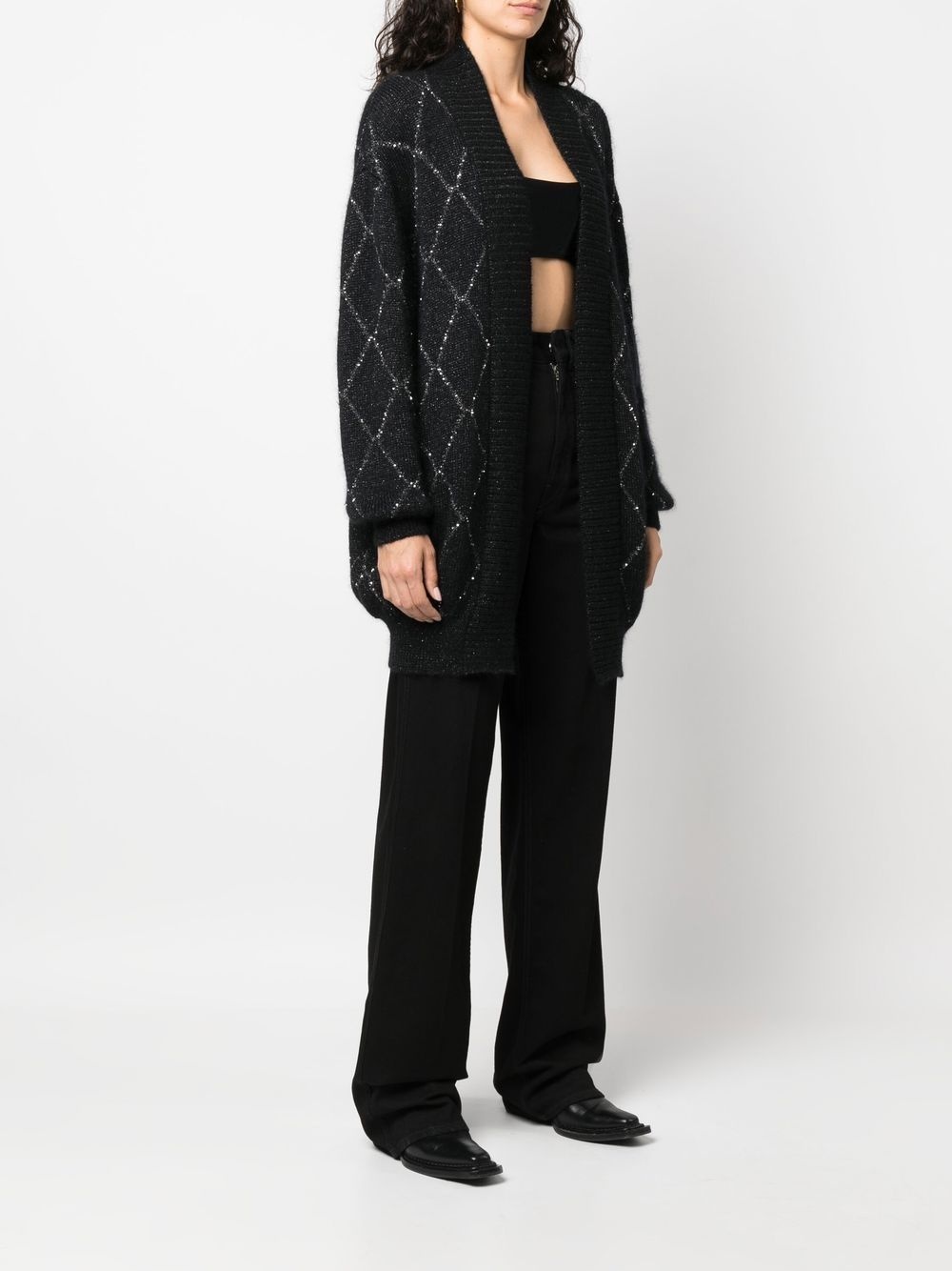 metallic-threading cardi-coat - 3