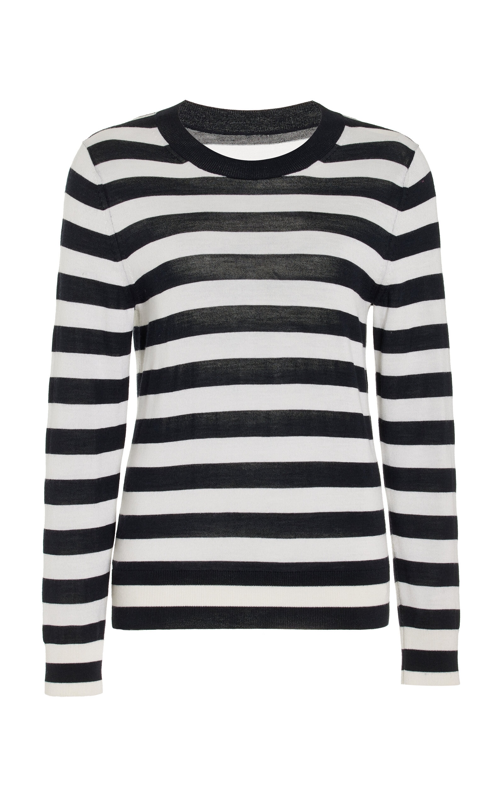 Meir Merino Wool And Silk-Blend Sweater stripe - 1
