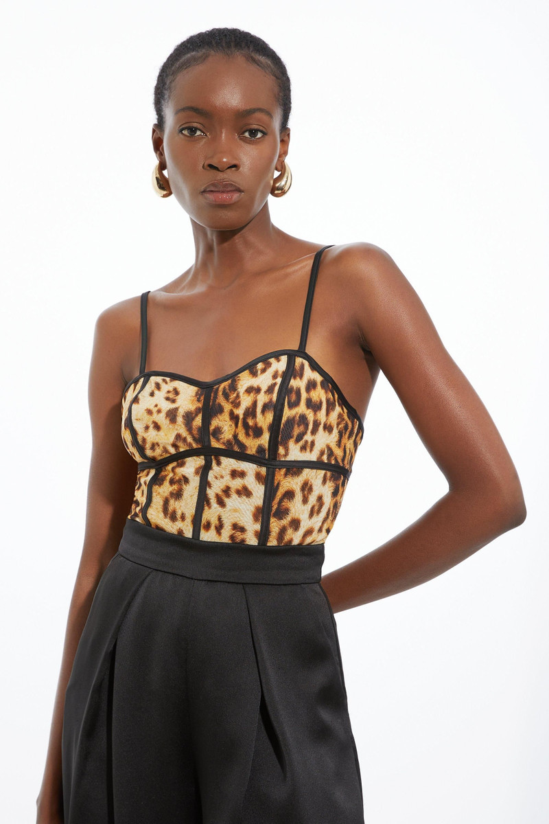 Lace Detail Power Mesh Jersey Strappy Bodysuit 1