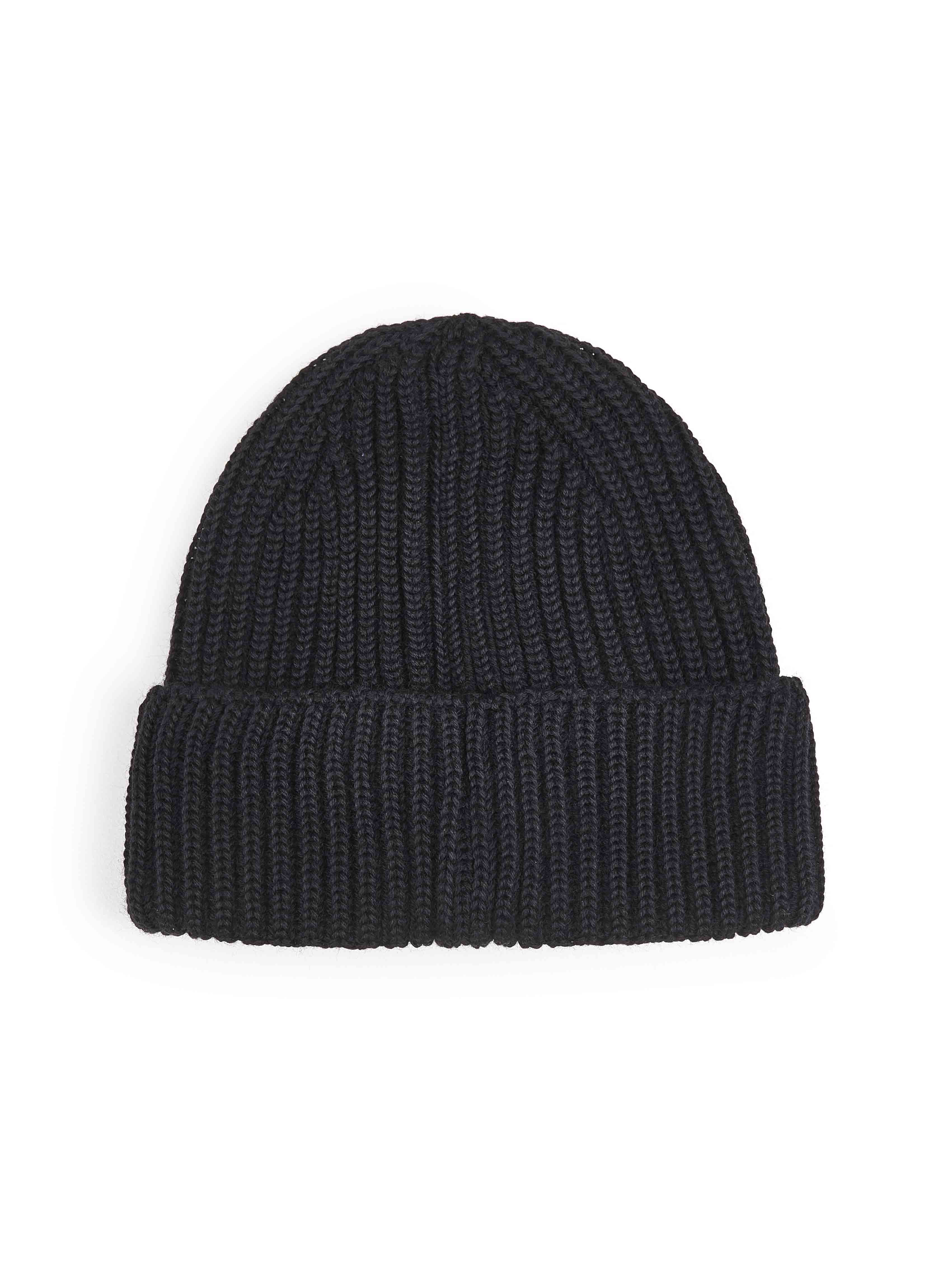 Black wool beanie with Lens detail - 2