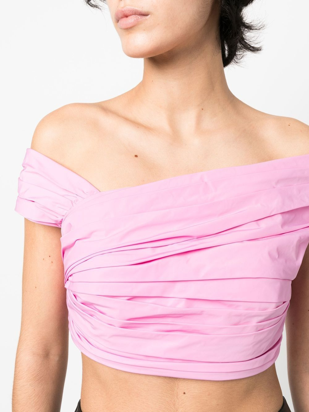 pleated off-shoulder cropped top - 5