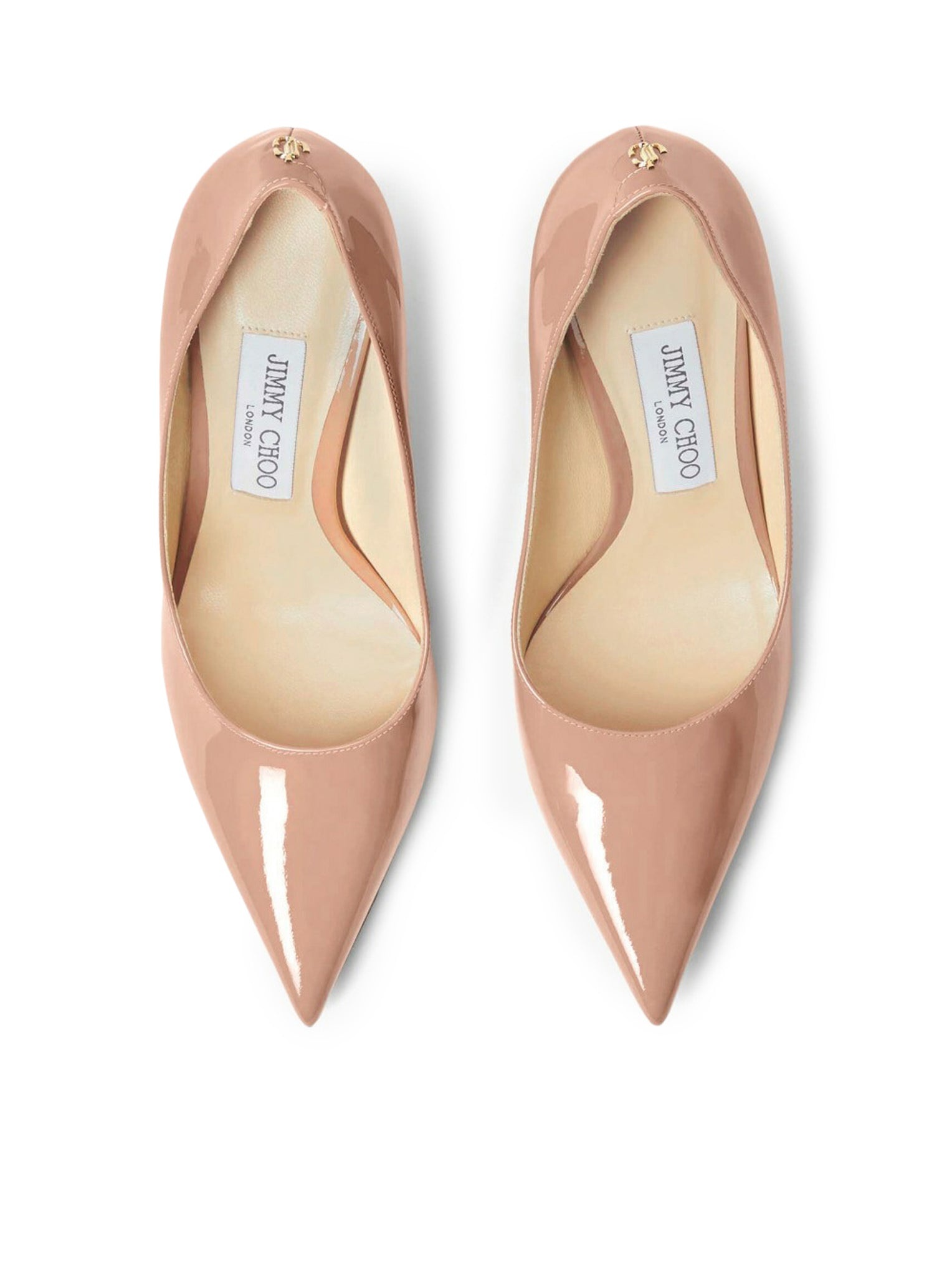 PATENT LEATHER POINTY TOE PUMPSS WITH JC EMBLEM - 3
