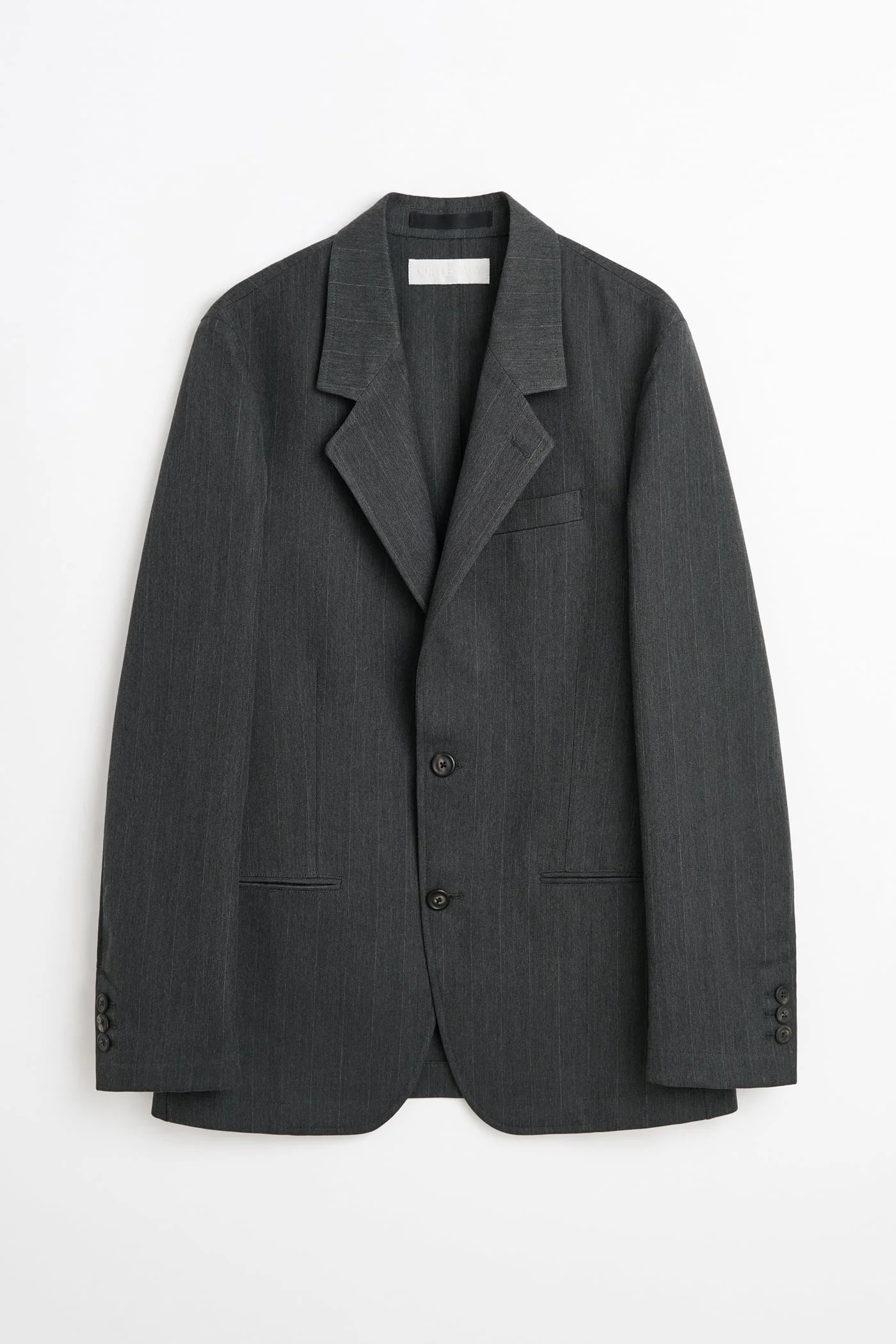 Unconstructed Ceremony Blazer Shark Pinstripe Herringbone - 1