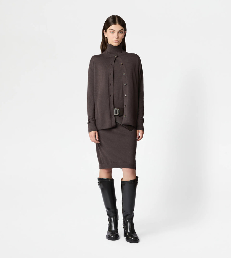 Tod's DOUBLE COLLAR SILK BLEND CARDIGAN - BROWN outlook