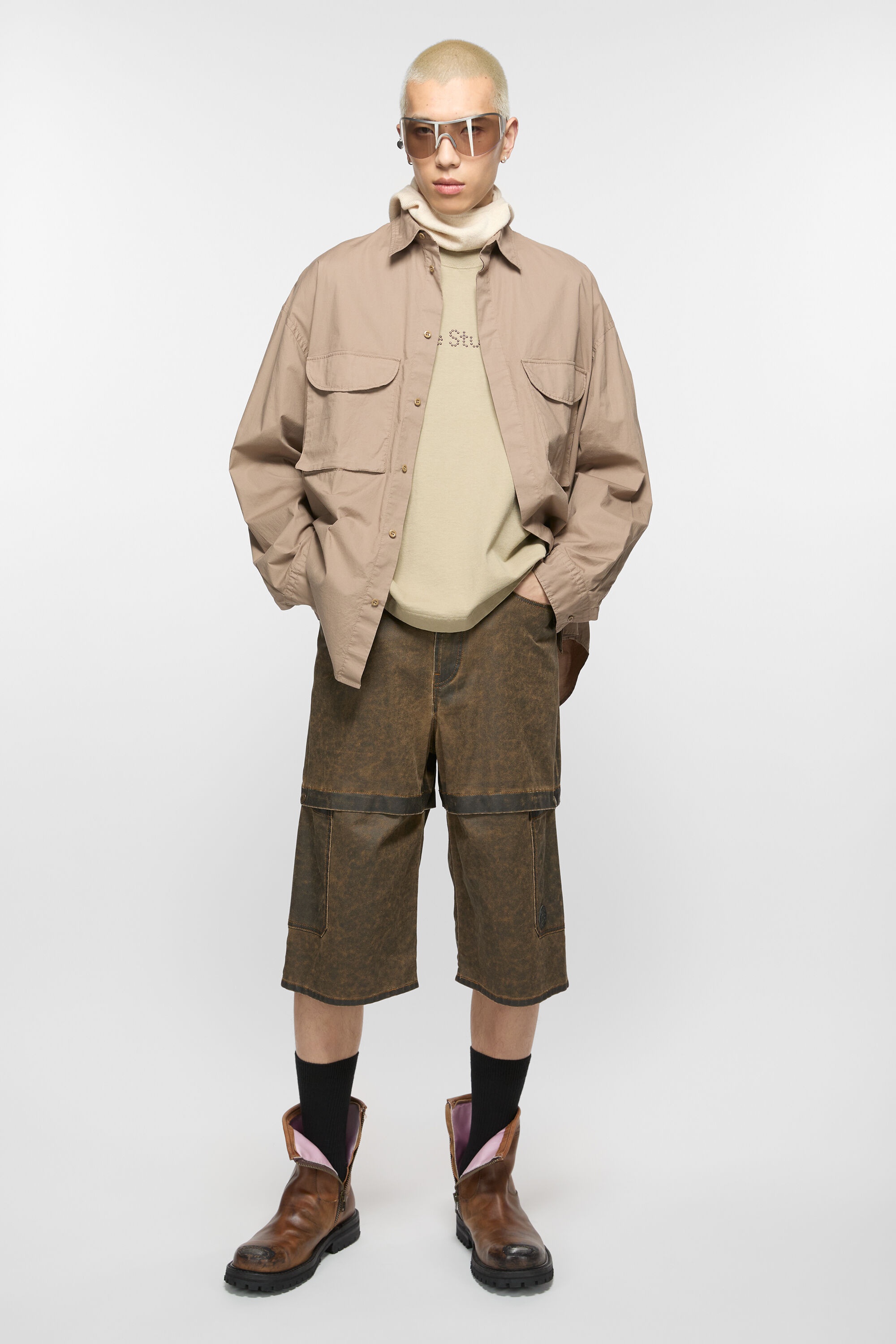 Shorts coated cotton - Brown - 4