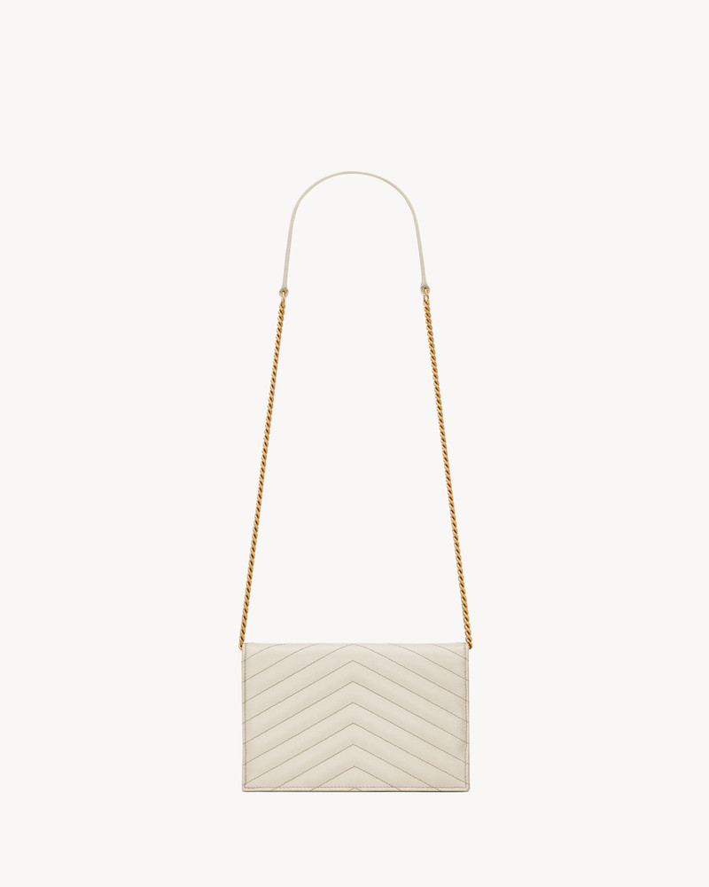 SAINT LAURENT CASSANDRE ENVELOPE CHAIN WALLET IN GRAIN DE POUDRE LEATHER outlook