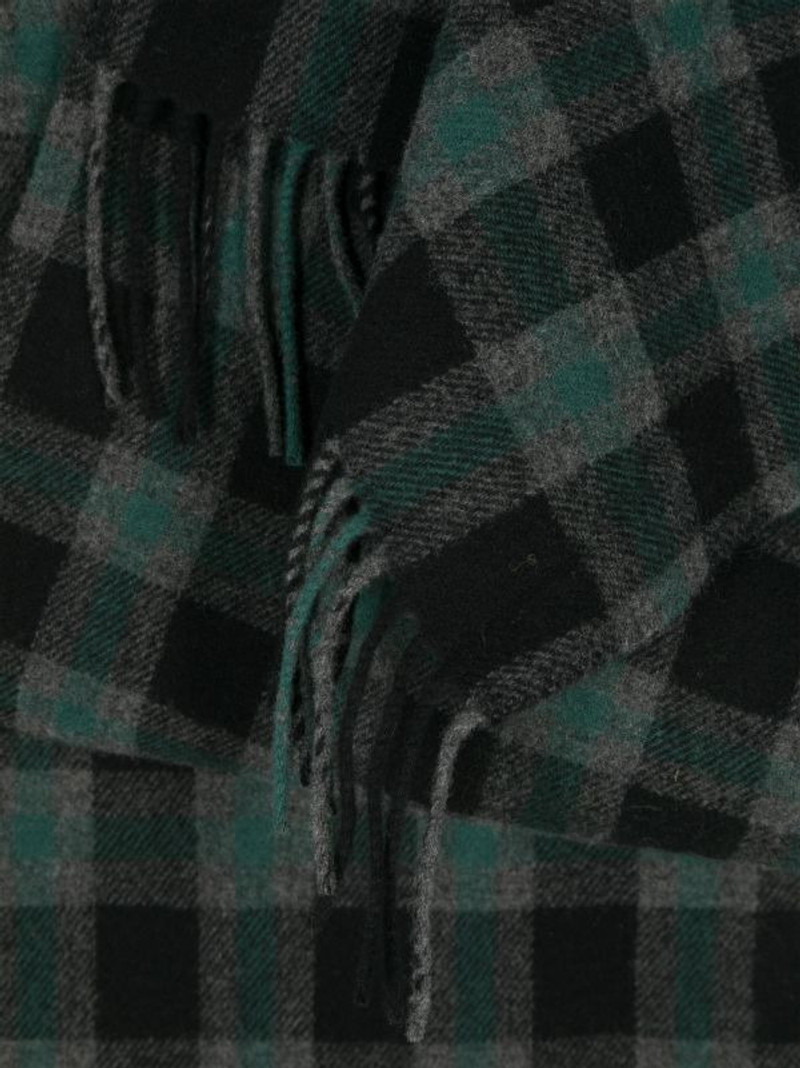 CROSS WOOL SCARF - OLIVE GRID CROSS 5