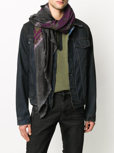 Avant Toi baroque-print raw-edge scarf outlook