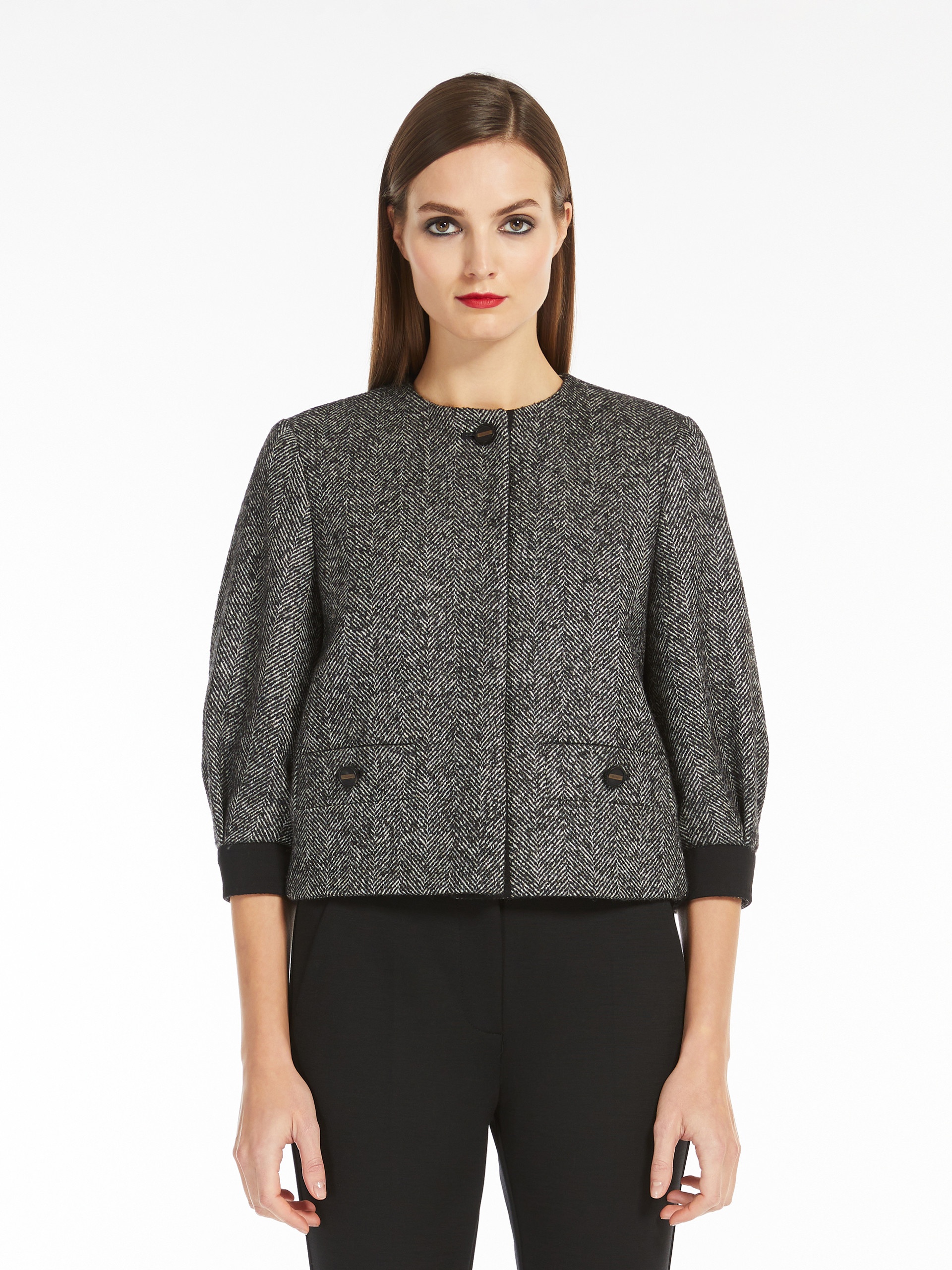 Max Mara GATTINI Cropped jacket in chevron wool | REVERSIBLE