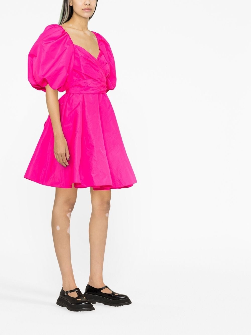 puff-sleeve flared dress - 4