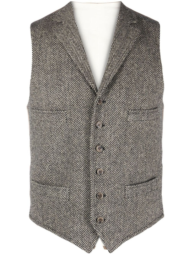 herringbone V-neck waistcoat 1
