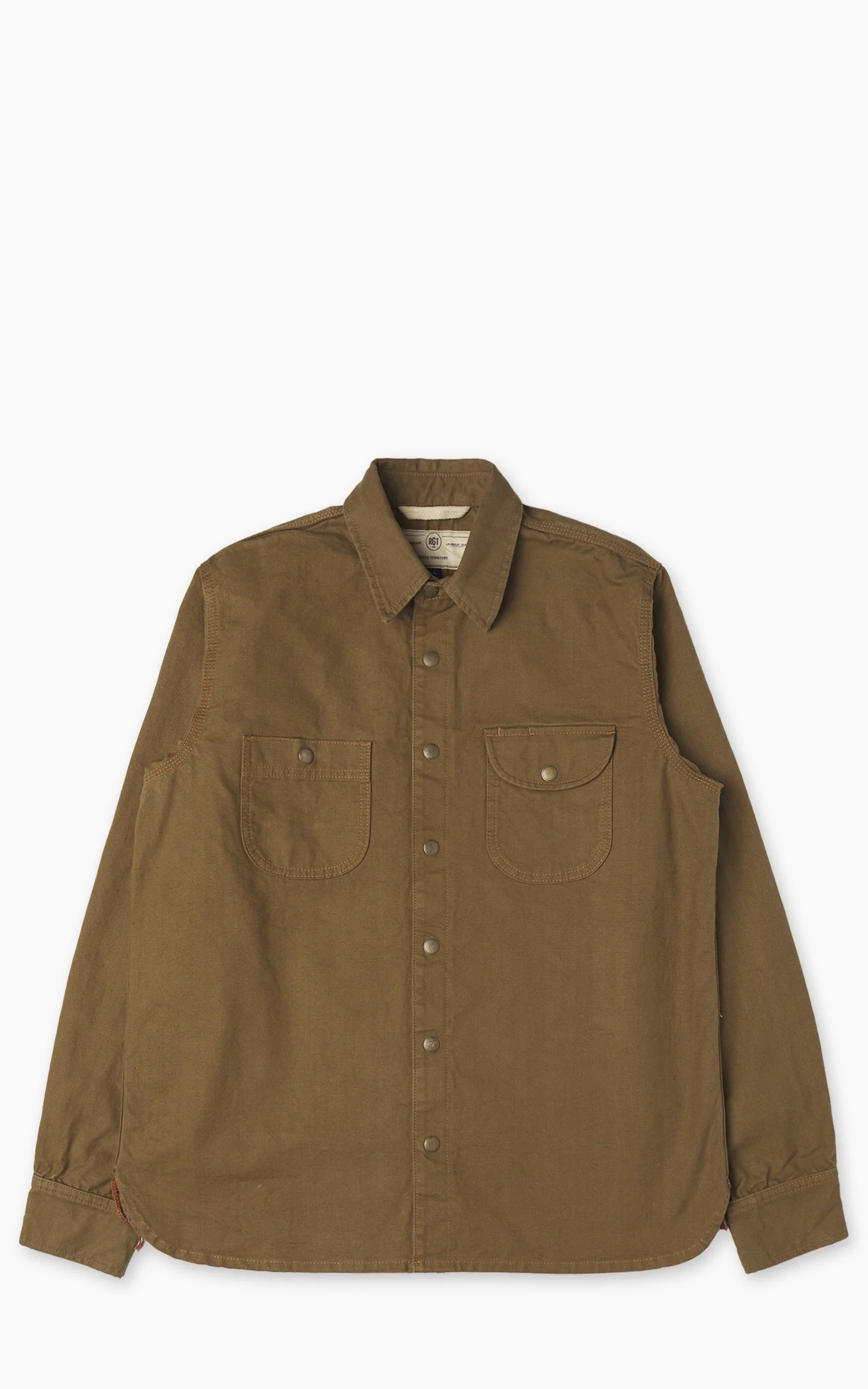 ROGUE TERRITORY WORK SHIRT DYED CANVAS SELVEDGE GOLDEN BROWN - 1