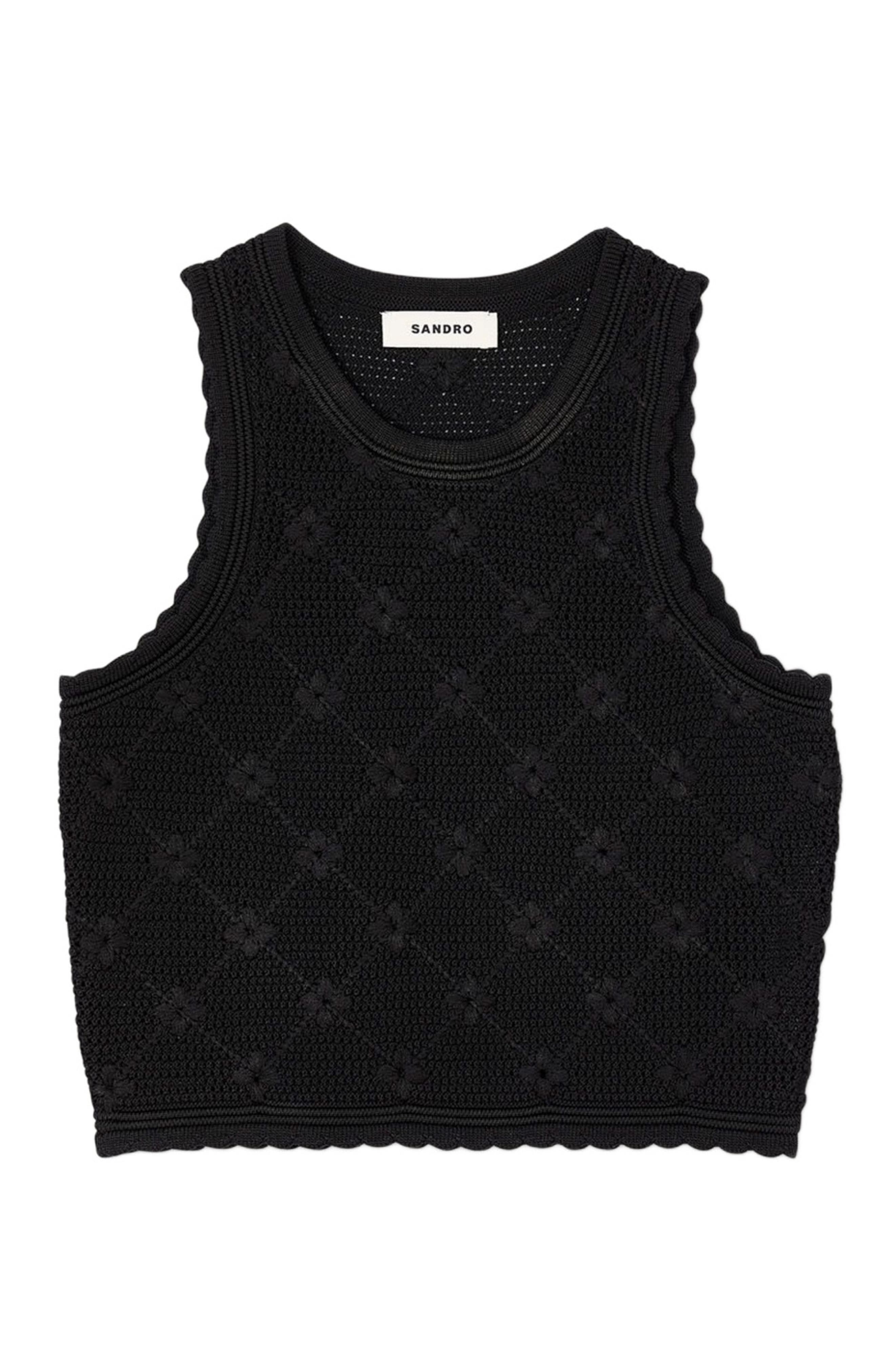 SANDRO Decorative knit top in Black at Nordstrom - 5