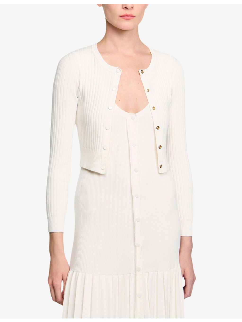 Slim-Fit Ribbed Cropped Stretch-Knit Cardigan - 3