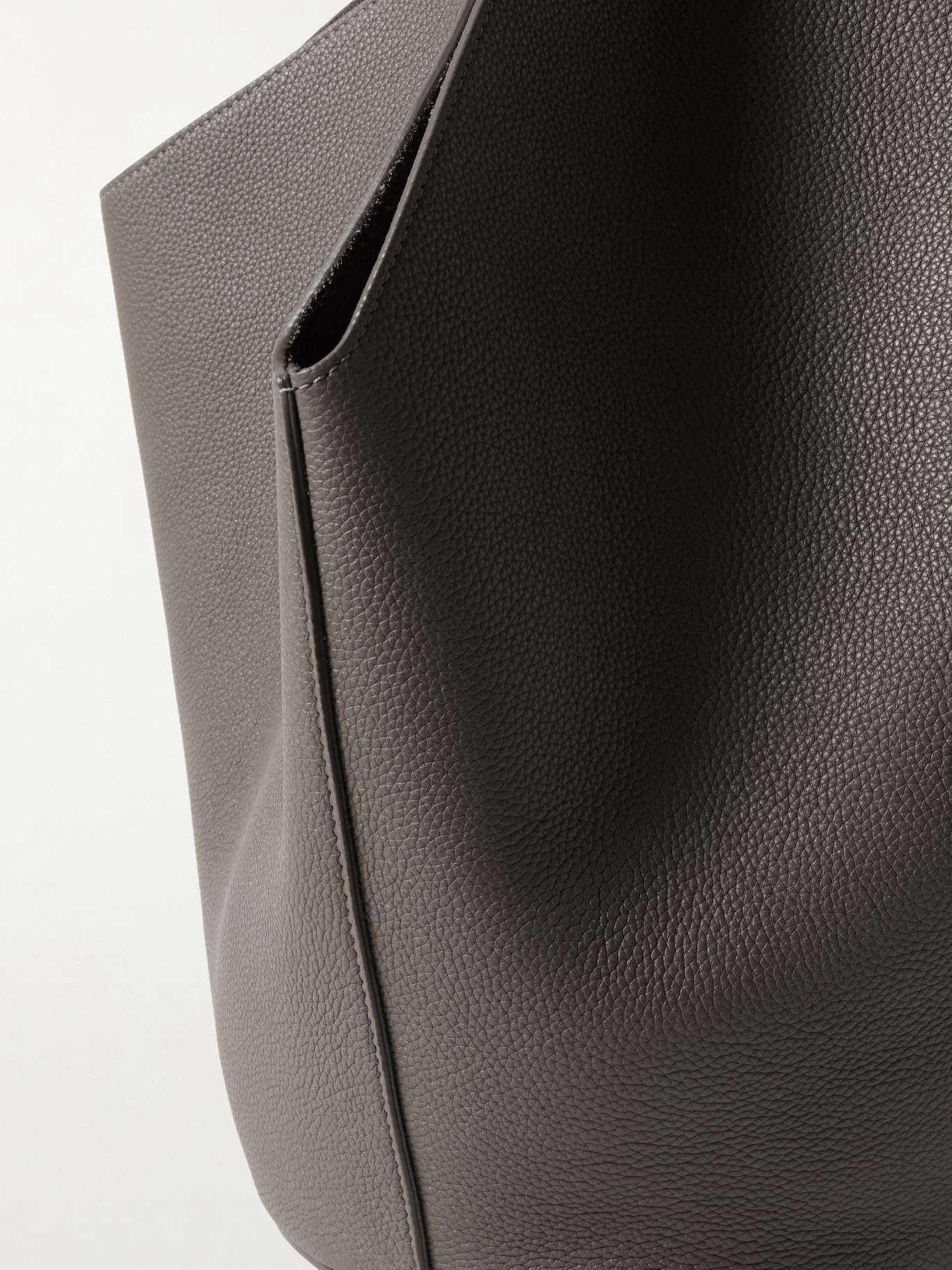 Lotus small textured-leather tote Anthracite - 4