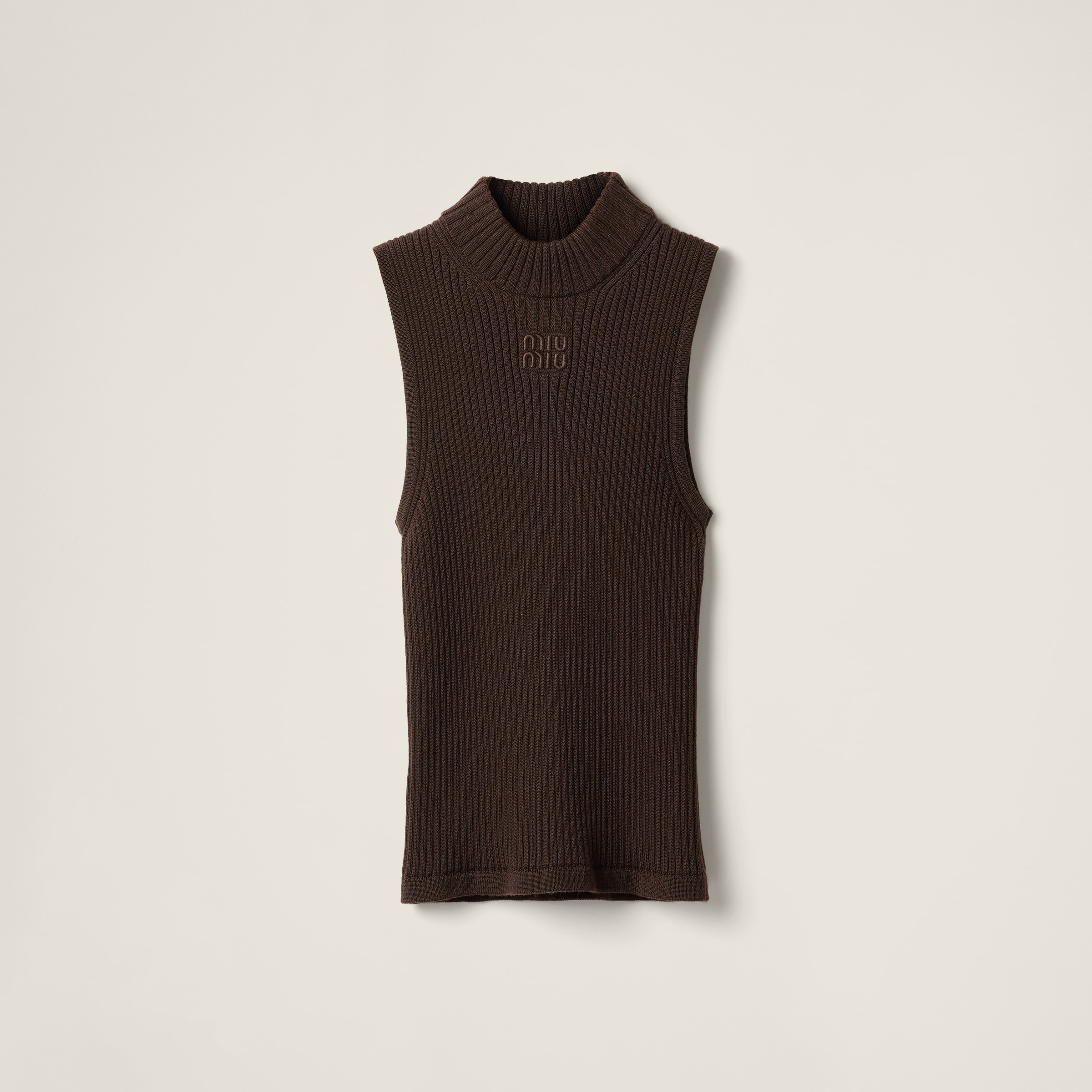 Ribbed knit wool turtleneck top - 1