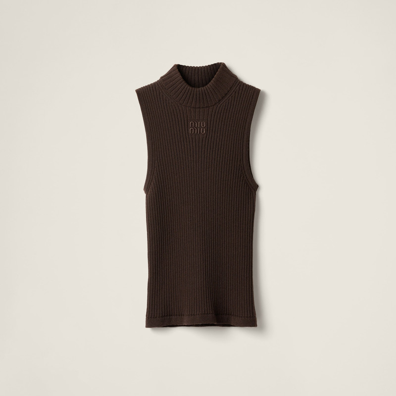 Ribbed knit wool turtleneck top 1