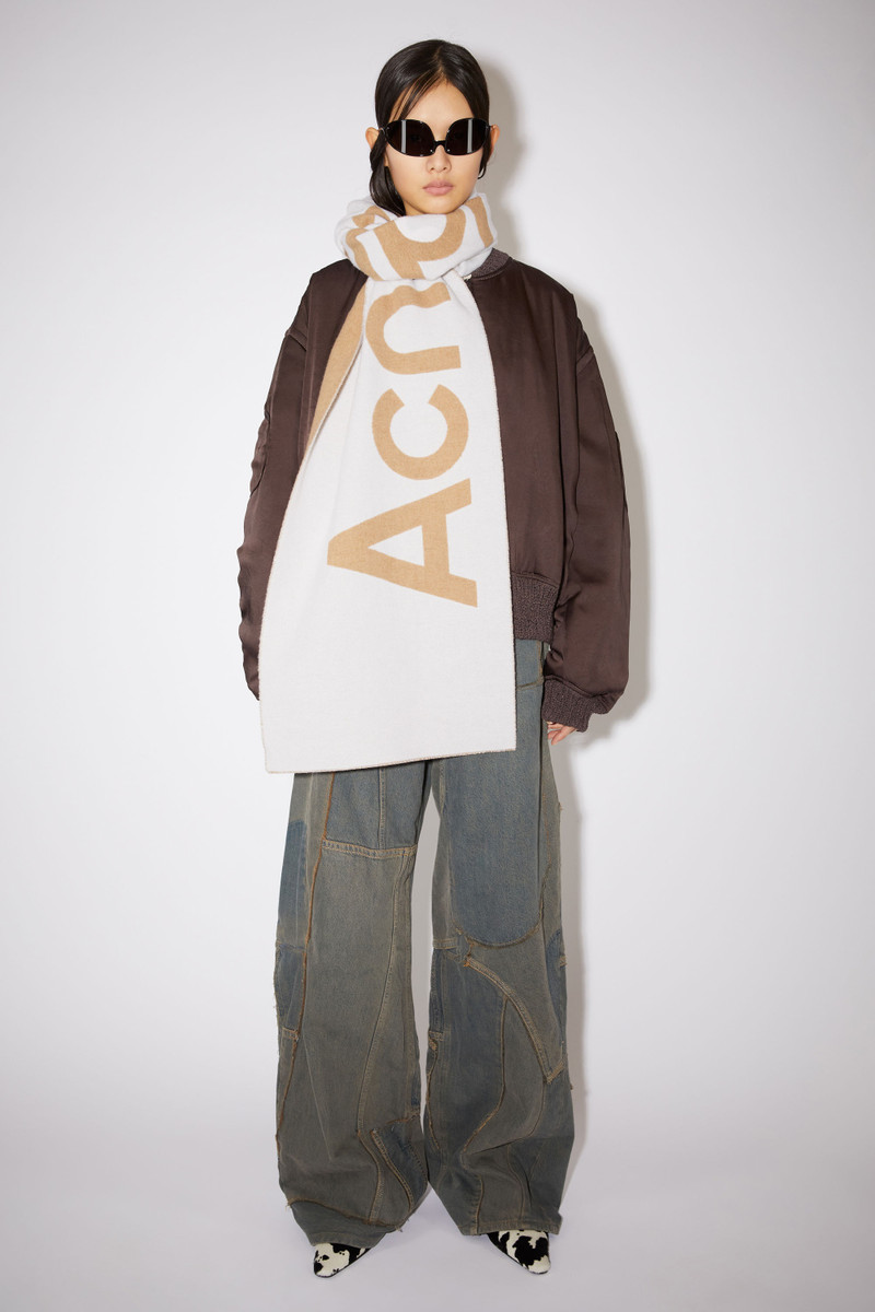 Acne Studios Logo jacquard scarf - Narrow - Oat beige/camel outlook