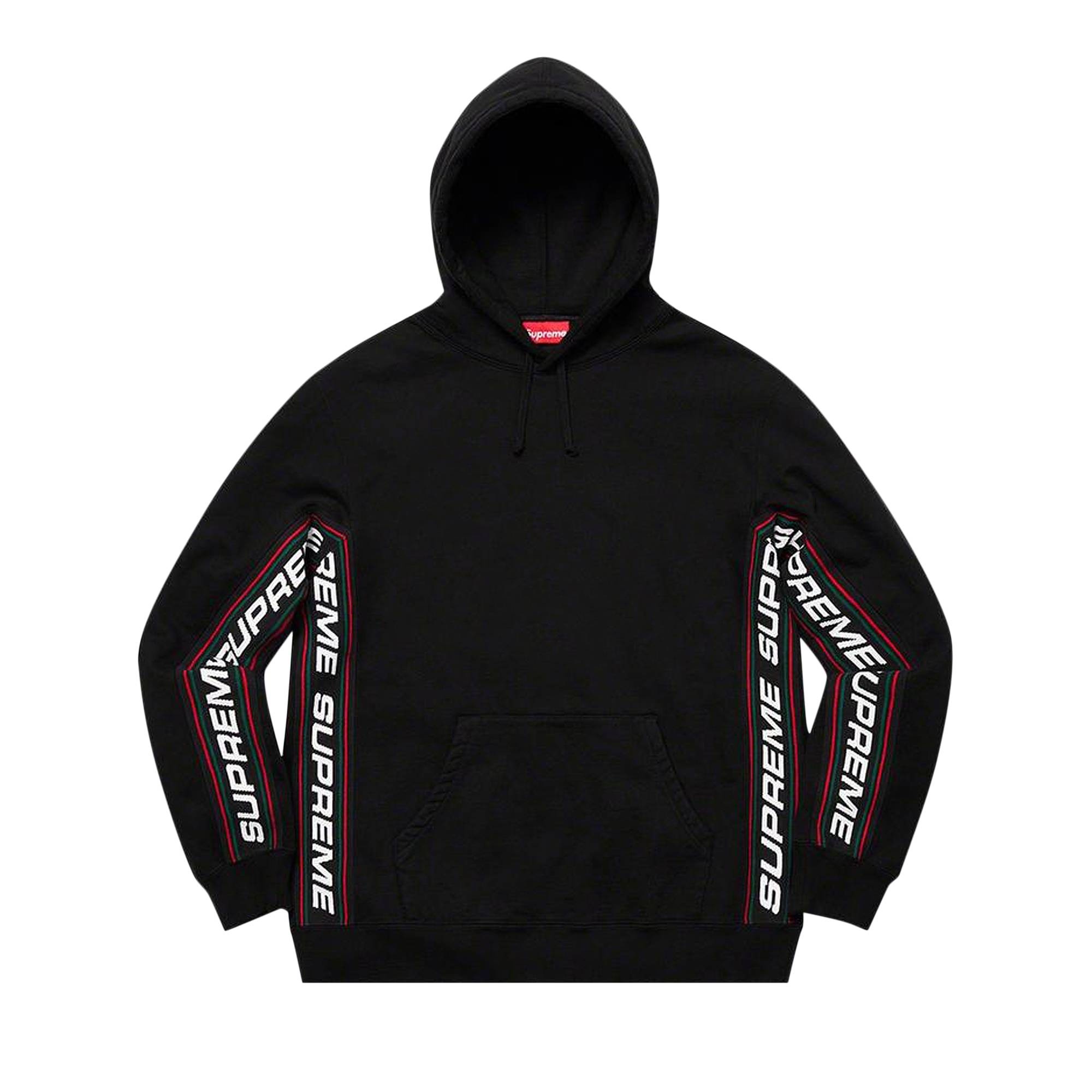 Supreme Text Rib Hooded Sweatshirt 'Black' - 1