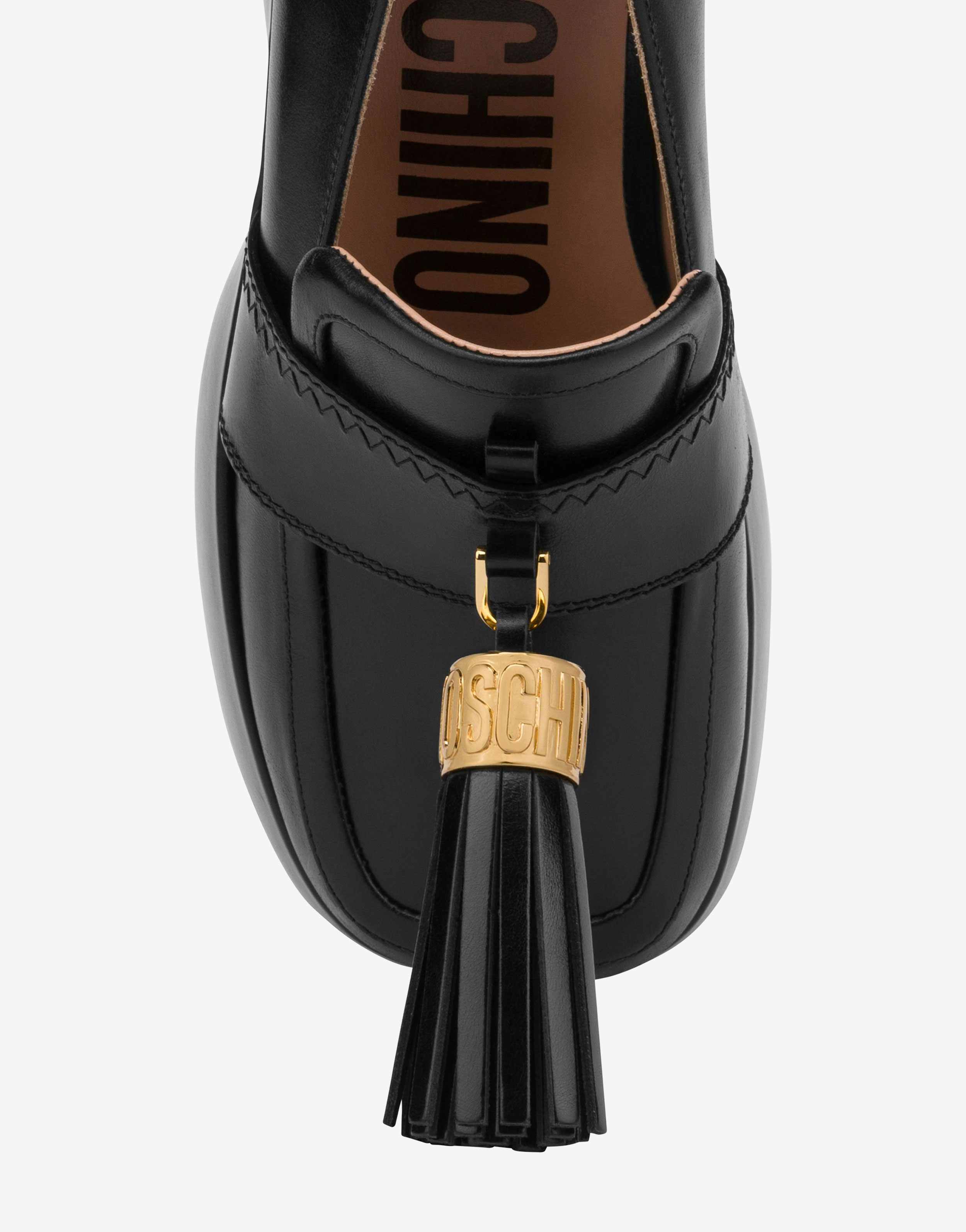 METAL TASSEL CALFSKIN LOAFERS - 4