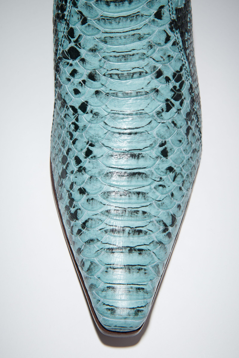 Snake print leather ankle boots - Light blue 5
