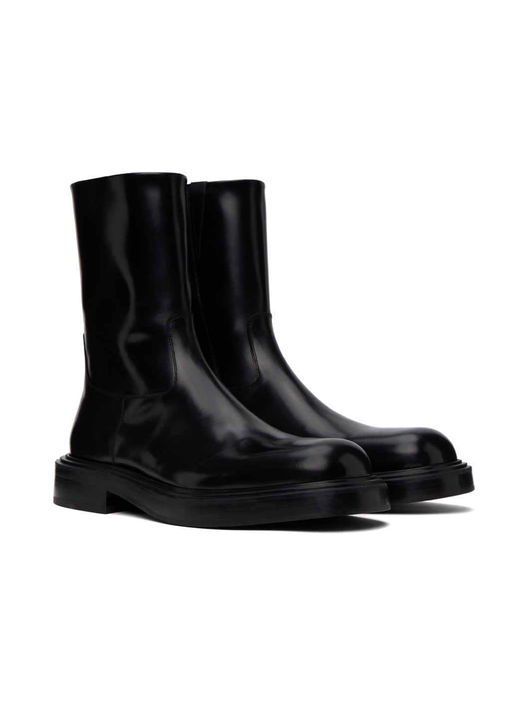 Black Leather Chelsea Boots - 4