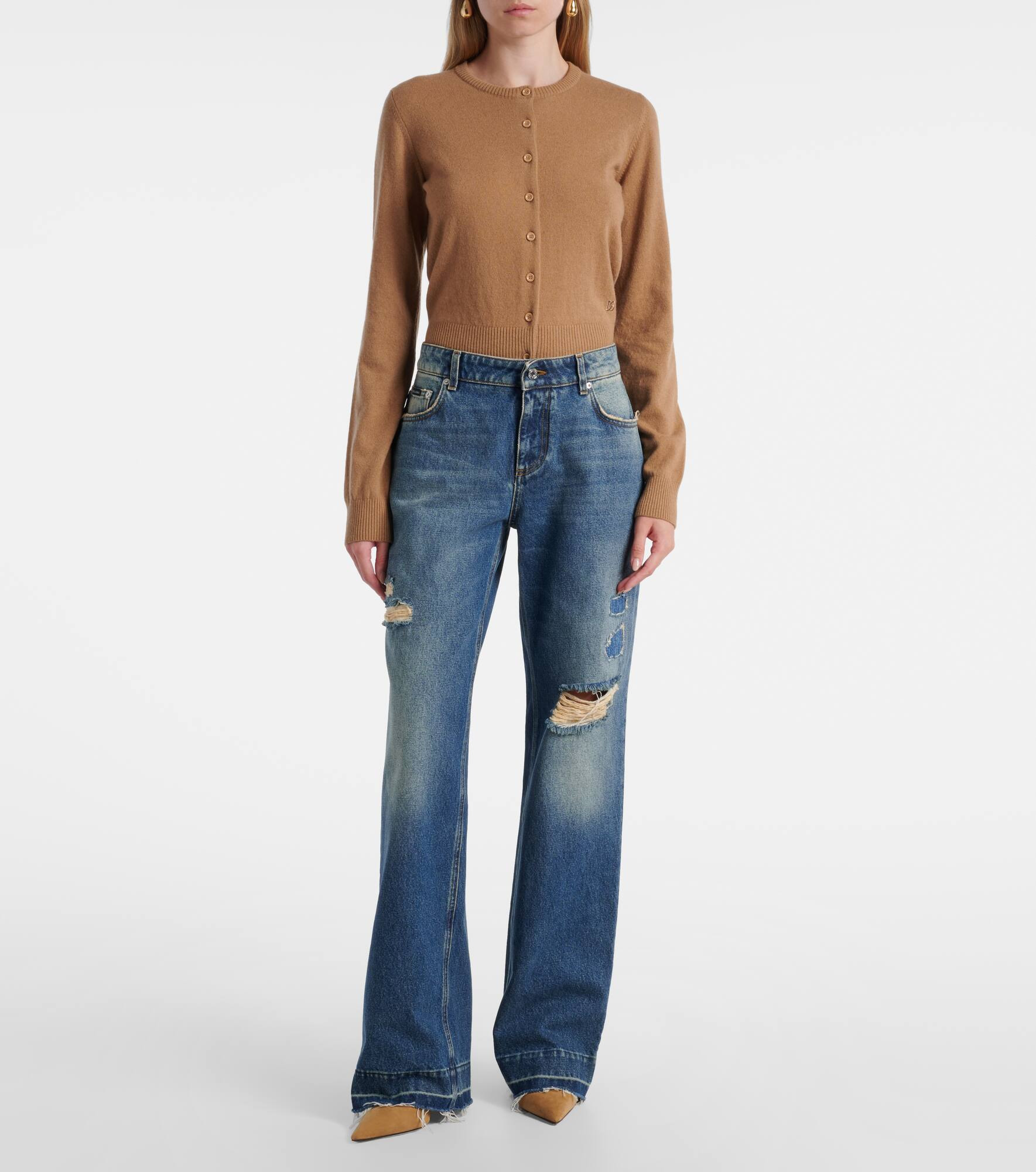Distressed straight jeans - 7