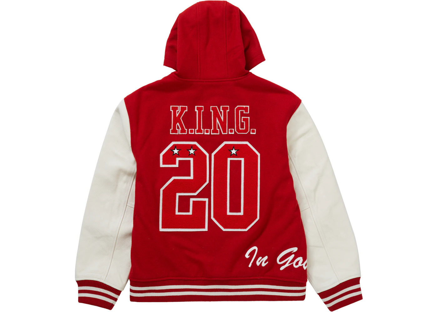 Supreme King Hooded Varsity Jacket Red - 3
