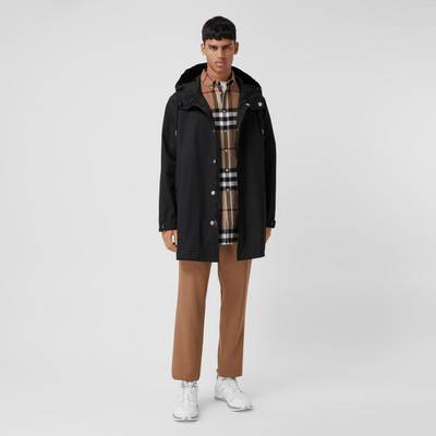 Burberry Logo Appliqué Cotton Hooded Coat outlook