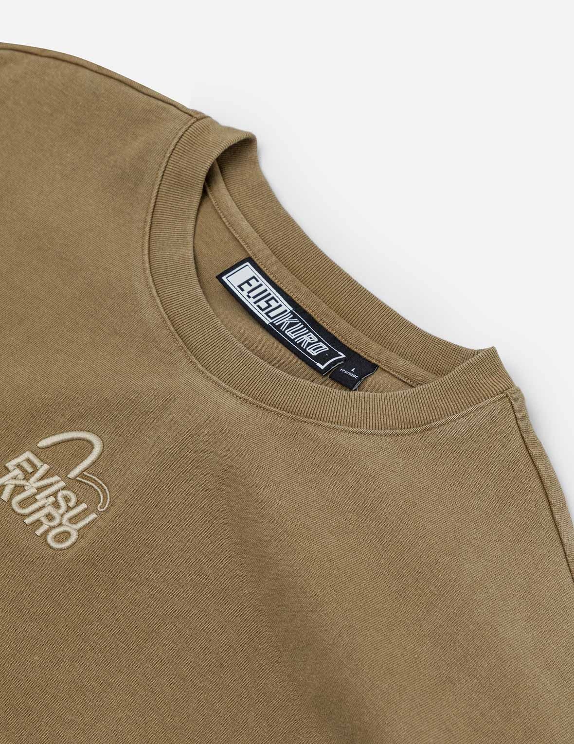 Seagull and Logo Embroidery Oversized Garment Dye T-Shirt - 8