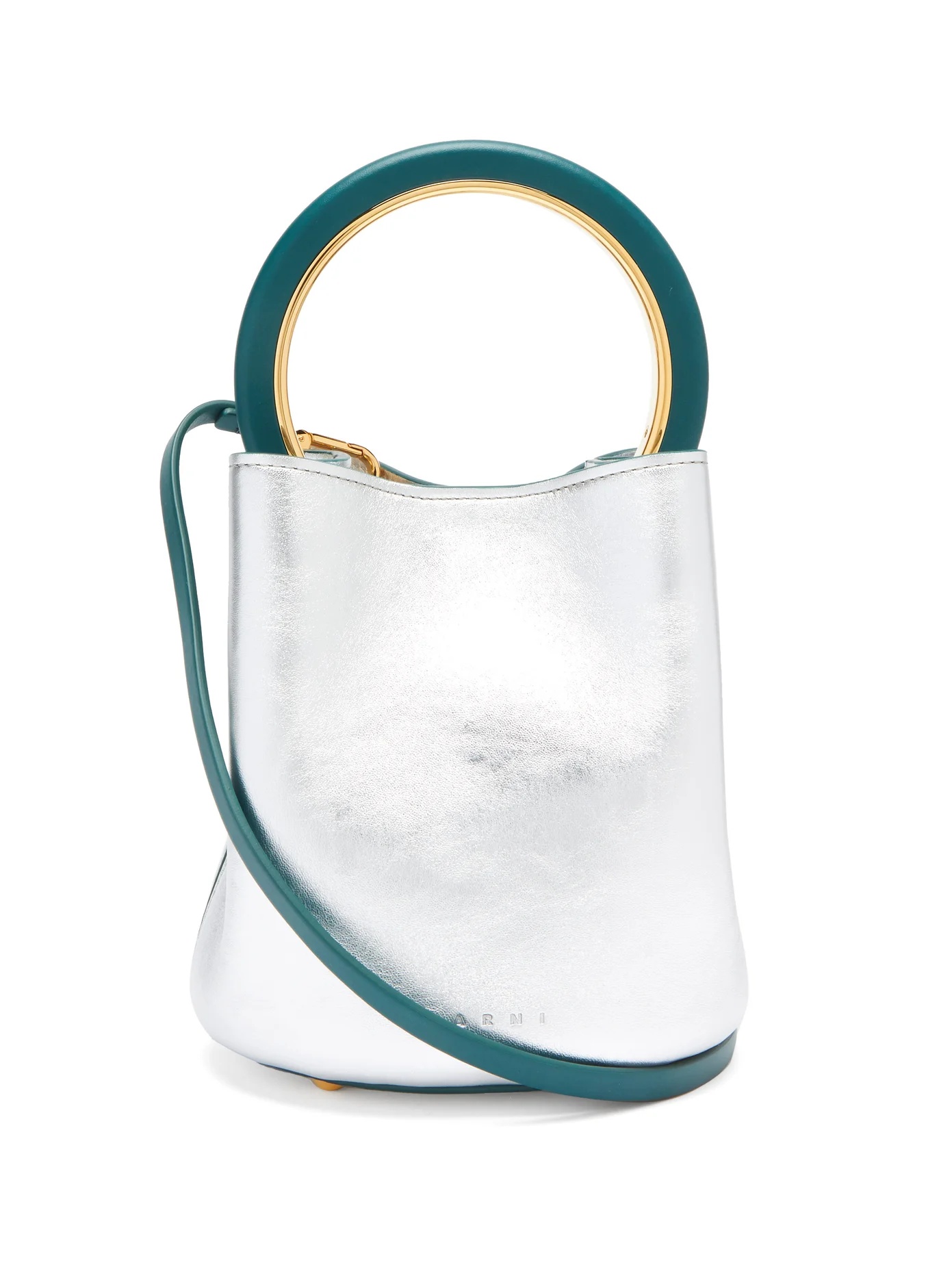 Pannier small metallic-leather bucket bag - 1