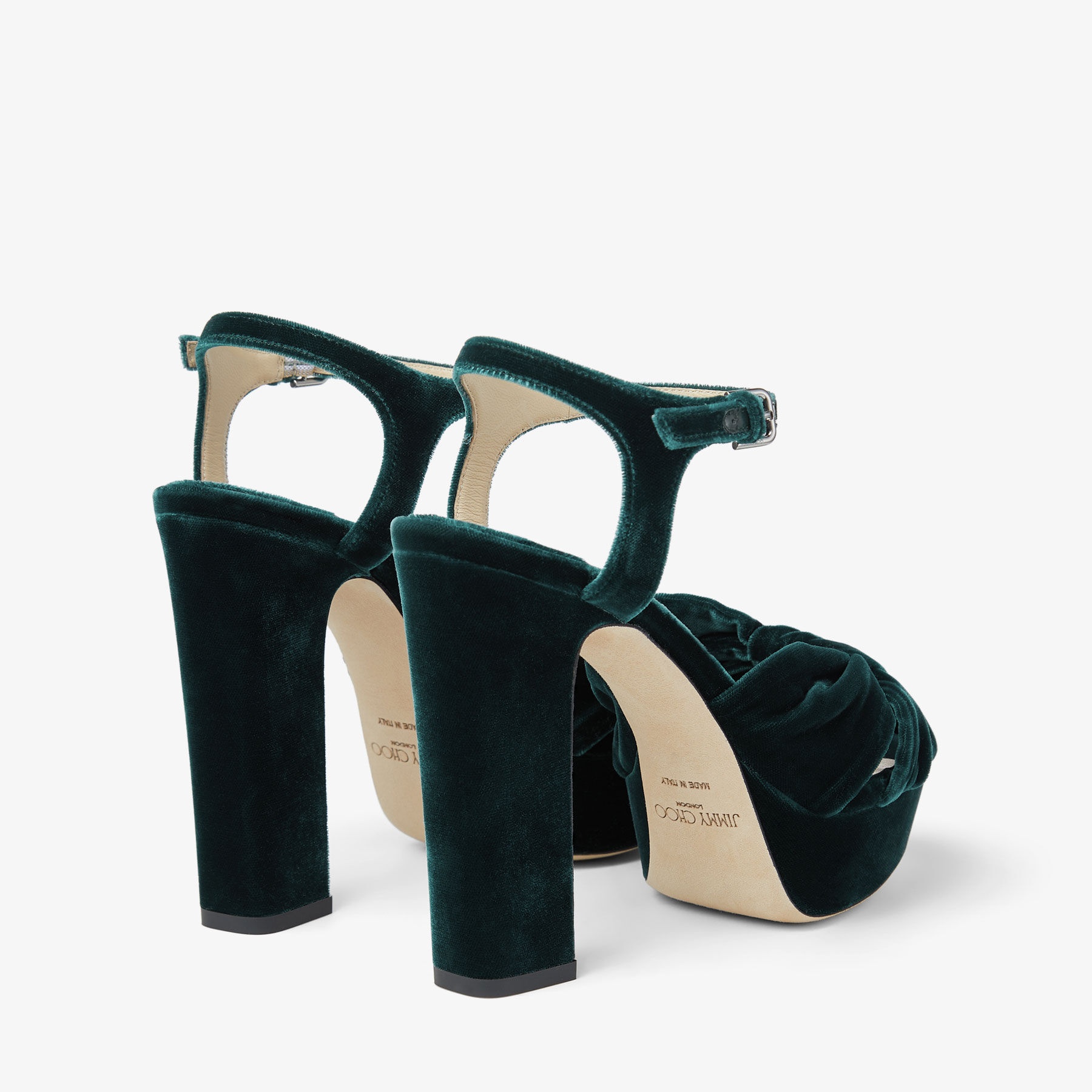 Heloise 120
Dark Green Velvet Platform Sandals - 6