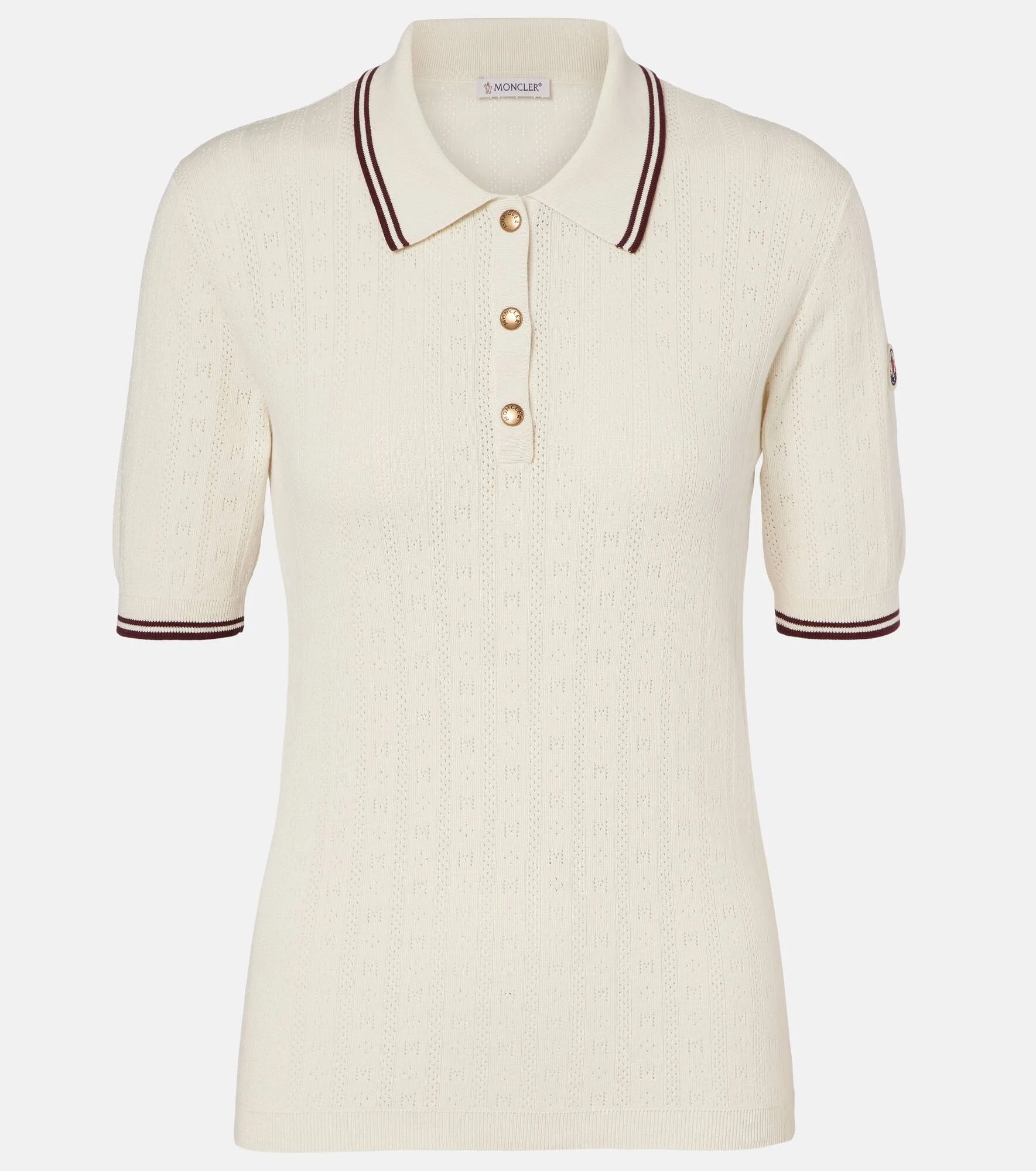 Pointelle cotton polo shirt - 1