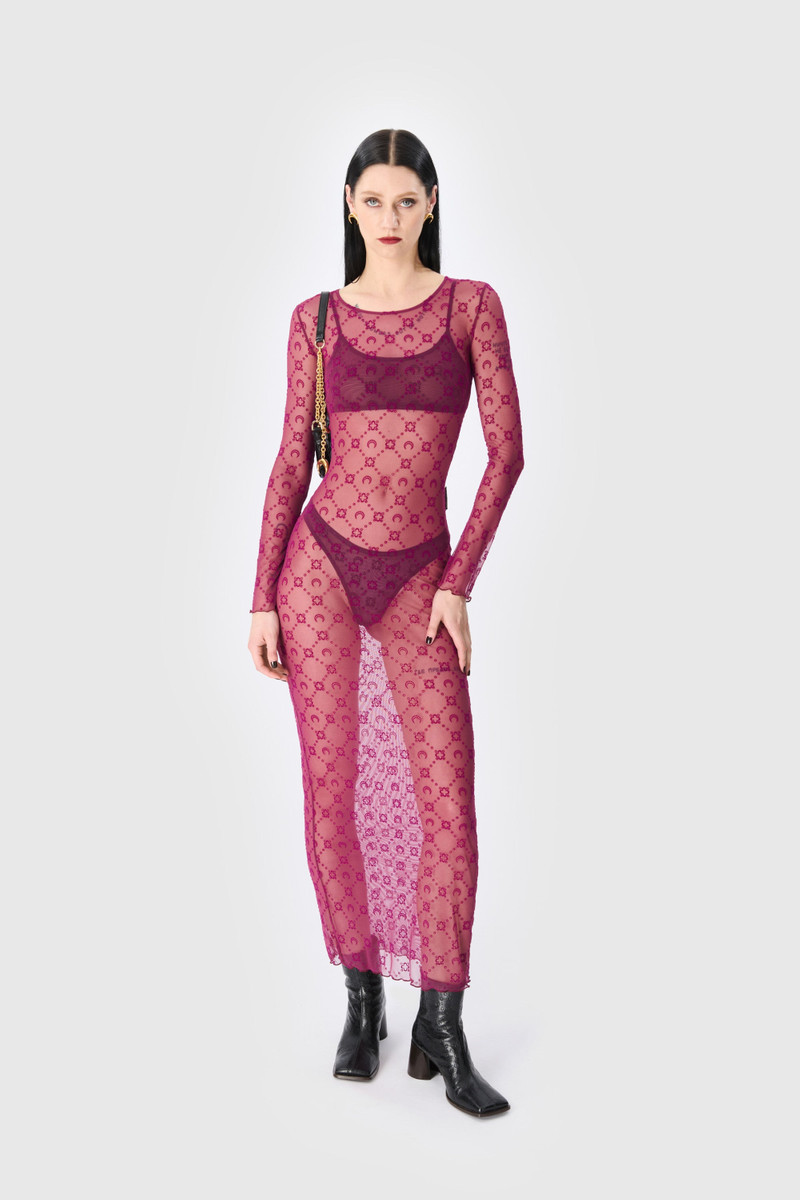 Marine Serre Moonogram Mesh Flock Long Dress outlook