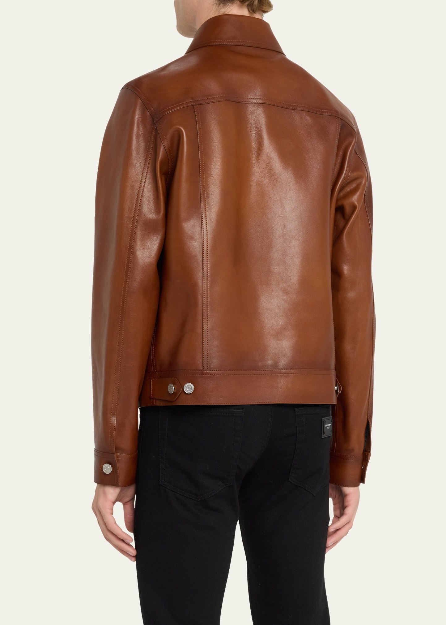 Men's Leather Trucker Jacket - 3