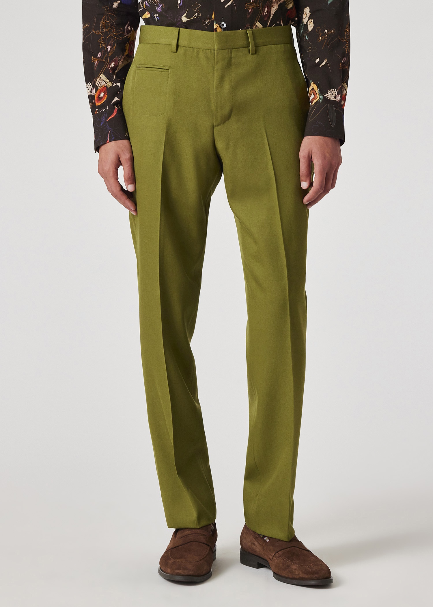 Slim Straight-Fit Chartreuse Wool Gabardine Trousers - 3